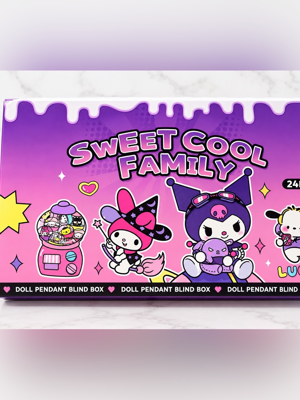 Sweet cool family blind box of 24 items with keychains